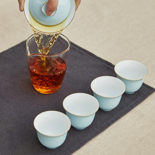 尚置丨茶旅便携旅行茶具套组 （盖碗*1，公道杯*1，品茗杯*4，茶巾*1，旅行包*1） 六色可选      商品图4