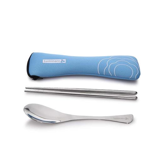 LC-S69F 凡尔赛彩盒装四件套（大方+双层随手杯+餐具勺筷组+色丁布方包餐包） 商品图5