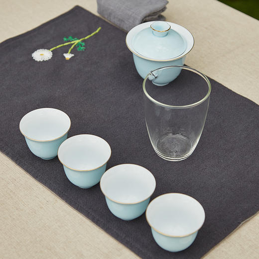 尚置丨茶旅便携旅行茶具套组 （盖碗*1，公道杯*1，品茗杯*4，茶巾*1，旅行包*1） 六色可选      商品图5