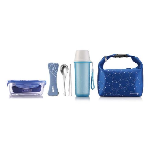 LC-S69F 凡尔赛彩盒装四件套（大方+双层随手杯+餐具勺筷组+色丁布方包餐包） 商品图0