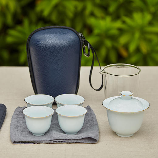 尚置丨茶旅便携旅行茶具套组 （盖碗*1，公道杯*1，品茗杯*4，茶巾*1，旅行包*1） 六色可选      商品图9