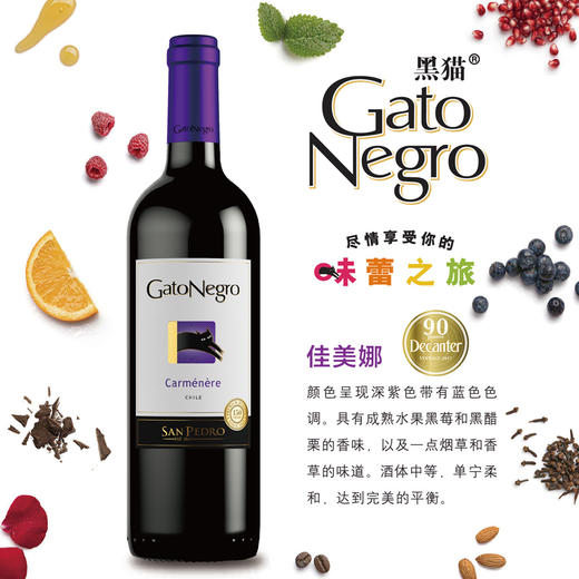 智利红酒黑猫GatoNegro佳美娜干红葡萄酒750ml 商品图0