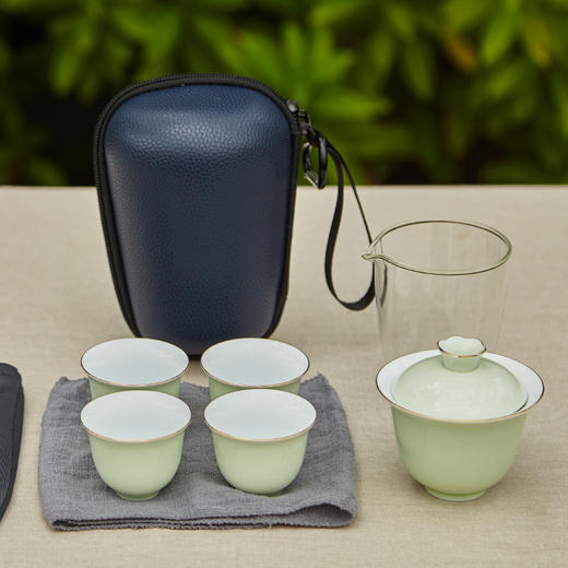 尚置丨茶旅便携旅行茶具套组 （盖碗*1，公道杯*1，品茗杯*4，茶巾*1，旅行包*1） 六色可选      商品图7