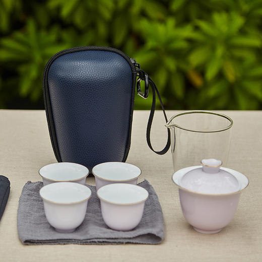 尚置丨茶旅便携旅行茶具套组 （盖碗*1，公道杯*1，品茗杯*4，茶巾*1，旅行包*1） 六色可选      商品图6