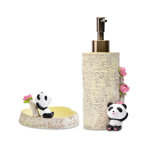 熊猫屋PANDAHOUSE创意皂碟牙刷架洗浴瓶浴室用品 桃花源系列套装 送女友 商品图1