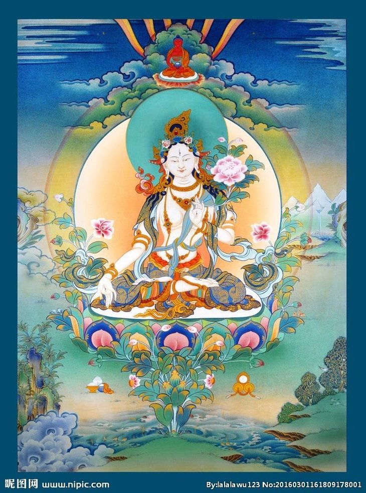 藏密长寿三尊之一长寿智慧白度母嘎乌,格呷寺度母化身