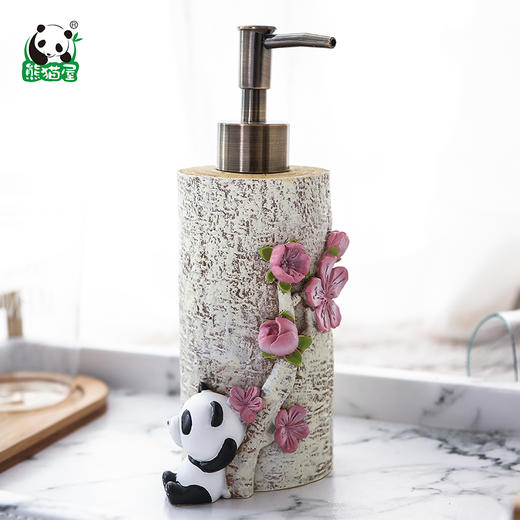 熊猫屋PANDAHOUSE创意皂碟牙刷架洗浴瓶浴室用品 桃花源系列套装 送女友 商品图3