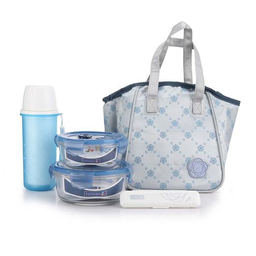 LC-S2507 凡尔赛彩盒装五件套（中圆+小圆+双层随手杯+餐具勺子+小色丁布餐包） 商品图2