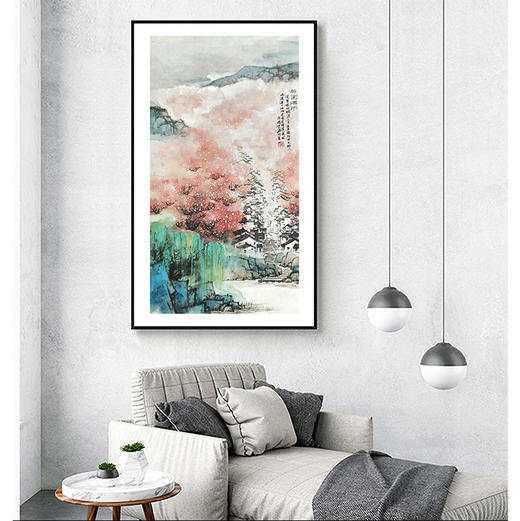 刘守瑶-真迹-山水画《桃园烟雨》书房 客厅 玄关 卧室 商品图0