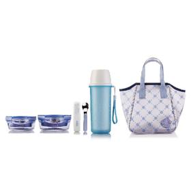 LC-S2507 凡尔赛彩盒装五件套（中圆+小圆+双层随手杯+餐具勺子+小色丁布餐包）