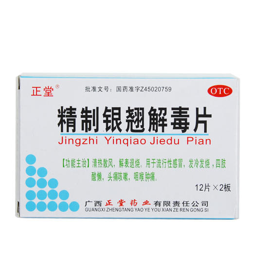 正堂 精制银翘解毒片 24片 清热散风 解表退烧 头痛咳嗽 咽喉肿痛 商品图1