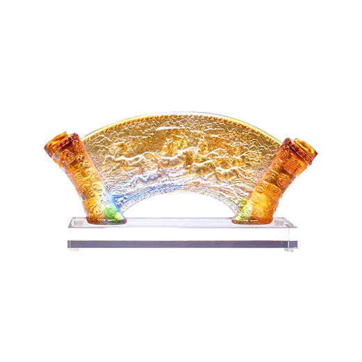 琉璃摆件 八骏雄风(屏风) 大小 商务馈赠 商品图0