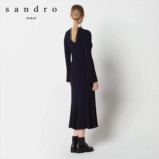 点此购买  sandro 褶皱高领针织连衣裙 104870 昕 商品图7