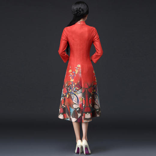 【睡美人】改良修身，中袖保暖鹿皮绒旗袍DNS-A1952 商品图3