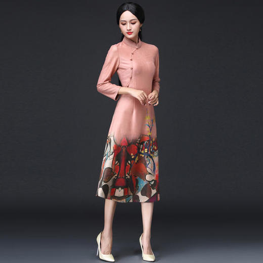 【睡美人】改良修身，中袖保暖鹿皮绒旗袍DNS-A1952 商品图0