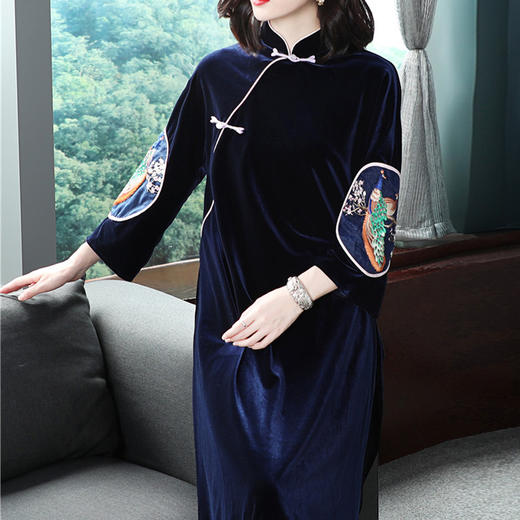 中国风丝绒刺绣改良旗袍民族风汉服连衣裙 FL-99071 商品图1