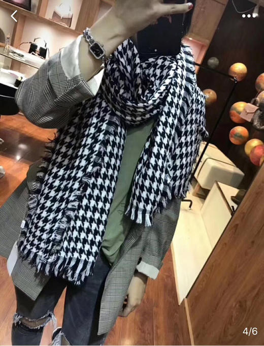 千鸟格 羊毛大围巾 商品图4