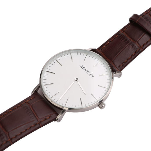 BL520-1314MWWB BENTLEY 钢色壳白面黑色鳄纹牛皮表带男士腕表 商品图3