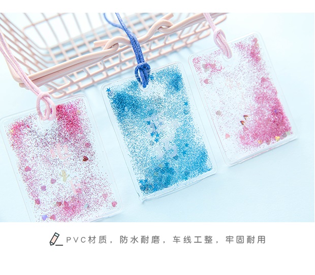 三年二班 简约透明液体流沙闪亮文字挂件书签韩系少女