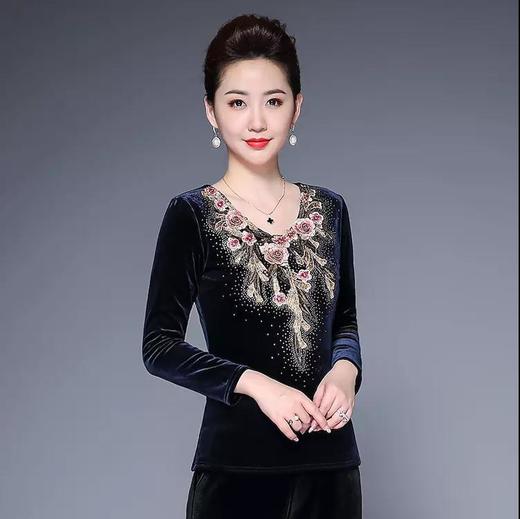 【浅笑玫瑰】高档绣花，加厚丝绒打底衫JSC-DS8147 商品图0