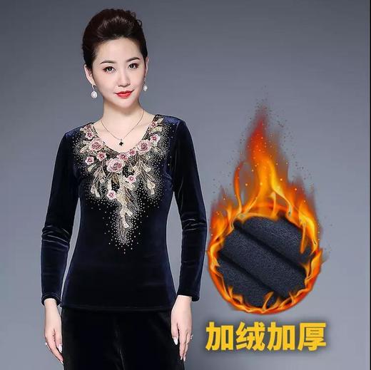 【浅笑玫瑰】高档绣花，加厚丝绒打底衫JSC-DS8147 商品图1