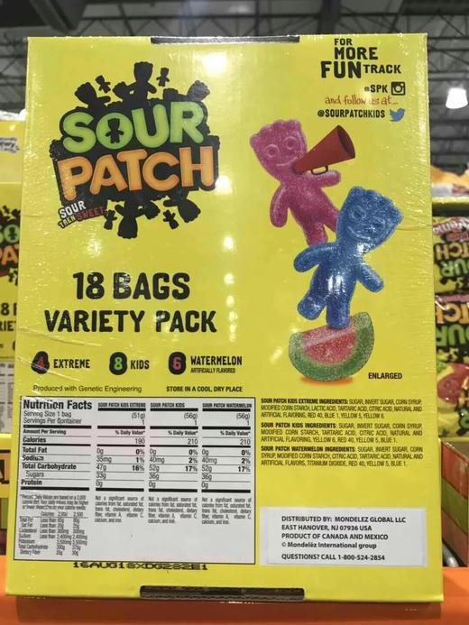 sour patch kids 果汁软糖24袋装/18袋装 完全无色素、无人工添加 商品图3