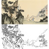 孙天牧横幅工笔山水人物白描底稿-《携琴拜松图》-多种白描尺寸可选-ST43 商品缩略图0