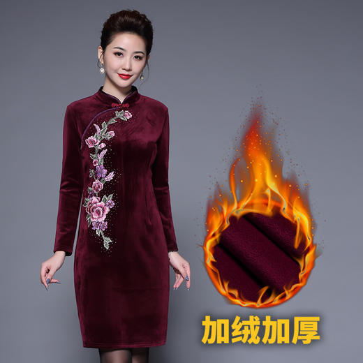 【云鬓花颜】改良修身丝绒，重工绣花旗袍 商品图0