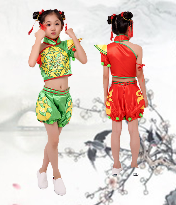 儿童舞蹈演出服装幼儿喜庆表演服中国风福娃肚兜灯笼套装ats0-91459