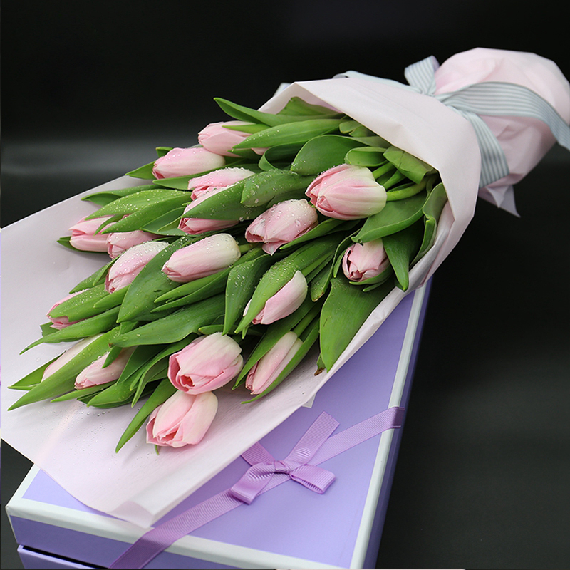 19枝郁金香花束礼盒包装-情人节圣诞节女神节妇女节母亲节教师节