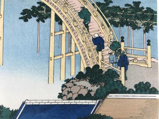 葛饰北斋 诸国名桥奇览之龟户圆拱桥 手工木刻浮世绘版画 商品图3