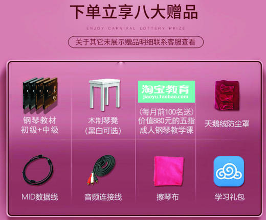 凯丽德立式电钢琴KD-806（买就送价值880元视频+教材超值大礼包） 商品图2