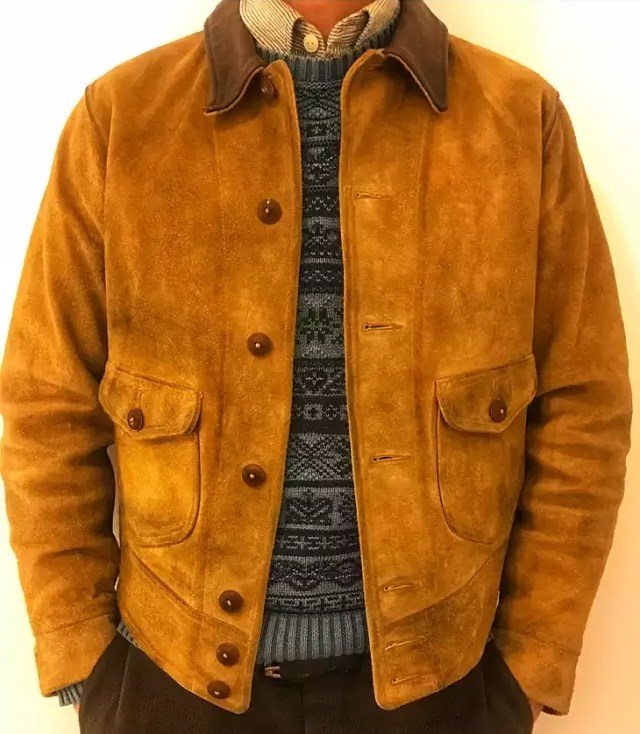 高阶成衣~美国复古 skinner oiled-suede jacket德普同款,翻毛皮衣