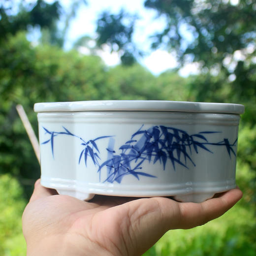 玉顺堂丨海棠茶盘 潮汕工夫茶盘 陶瓷干泡盘 手绘翠竹（不含壶和杯） 商品图3