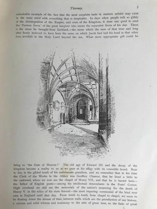1890年 威斯敏斯特教堂 版画大师Herbert Railtonde建筑钢笔画大量精美插图 漆面精装8开 商品图7