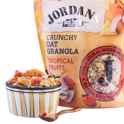 JORDANS巧丹思英国进口蜂蜜热带水果即食早餐营养冲调麦片750g 商品图0