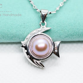 蝴蝶鱼珍珠吊坠项链 Puri Blue