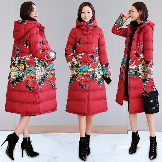 冬季新款时尚印花图案修身显瘦宽松连帽棉服CS-RSLD1919 商品图1