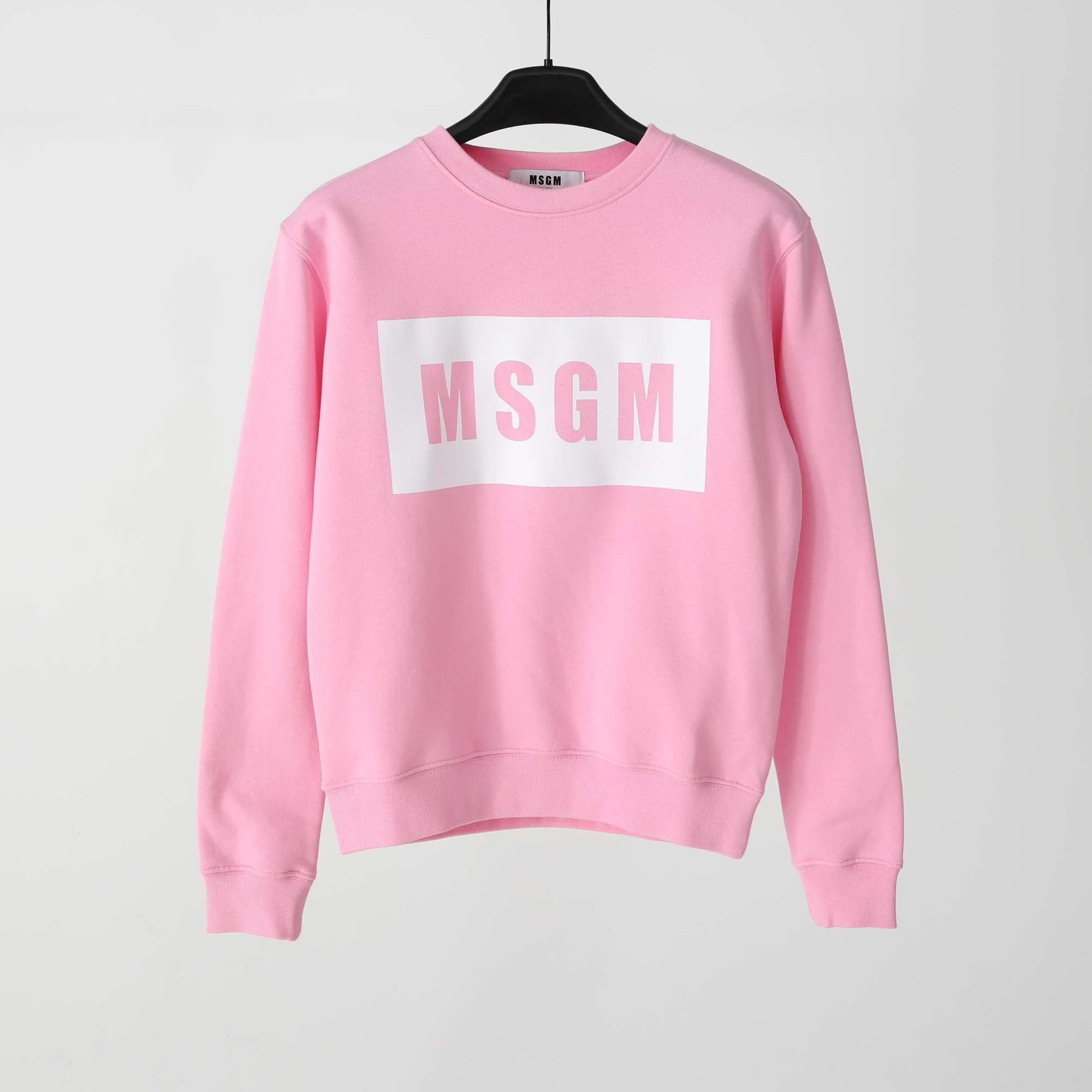 msgm 18秋冬 黑/粉色 纯棉 内抓绒 msgmbox大logo 套