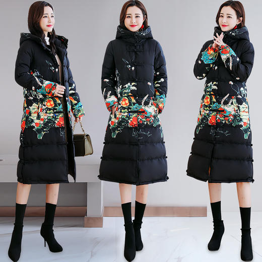 冬季新款时尚印花图案修身显瘦宽松连帽棉服CS-RSLD1919 商品图2