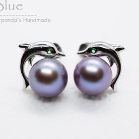 小海豚珍珠耳钉 Puri Blue