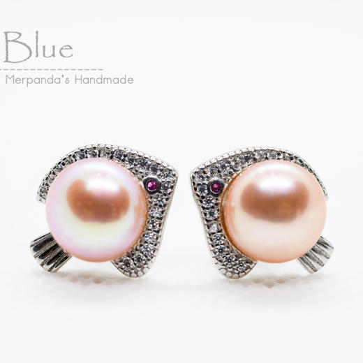 闪亮蝴蝶鱼珍珠耳钉 Puri Blue 商品图0