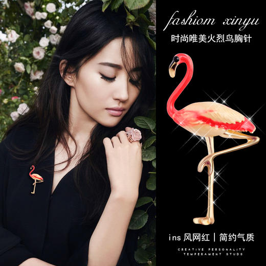 韩范ins风网红 时尚唯美火烈鸟胸针 商品图0