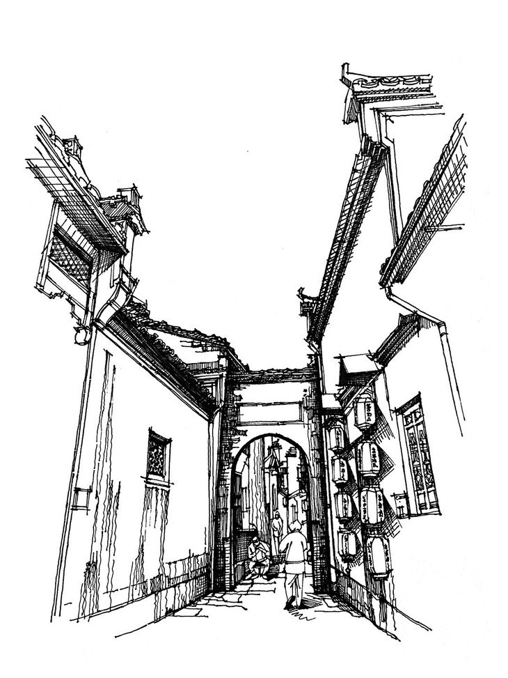 宏村写生作业有步骤有视频有这篇就够了一行手绘杭州校区