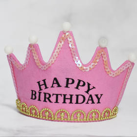 【皇冠生日帽（粉）A款】带灯光  生日蛋糕配件