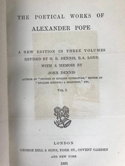 书籍装帧巨匠札尼斯朵夫工坊特装本 1891年英国桂冠诗人蒲柏诗集（全3卷） 商品图5