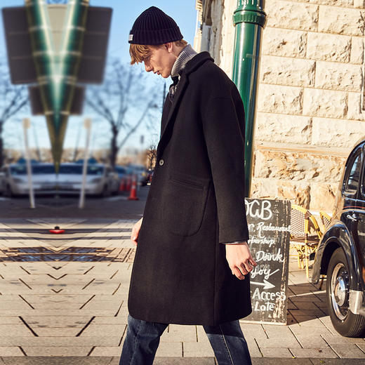 AMH男装2018冬装新款潮休闲男士中长款毛呢大衣外套男OD8657恊 商品图1