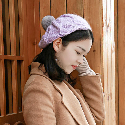 如意鸟女士马海毛毛线麻花贝雷帽材料包送编织教程图解 商品图0