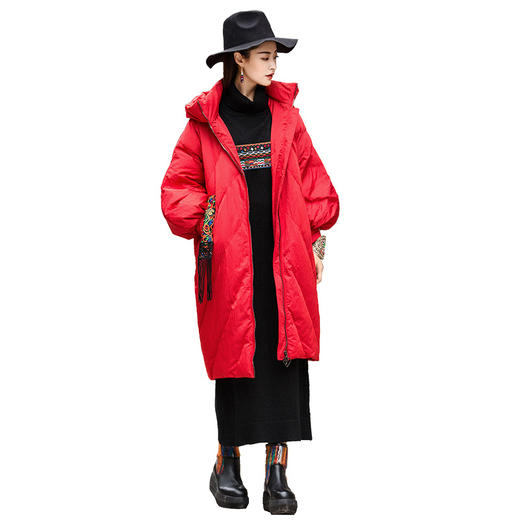 盛雪连帽刺绣长款羽绒服 商品图4