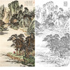 刘彦水白描底稿-竖幅工笔山水人物-《春山觅诗》-多种白描尺寸可选-LQ74 商品缩略图0